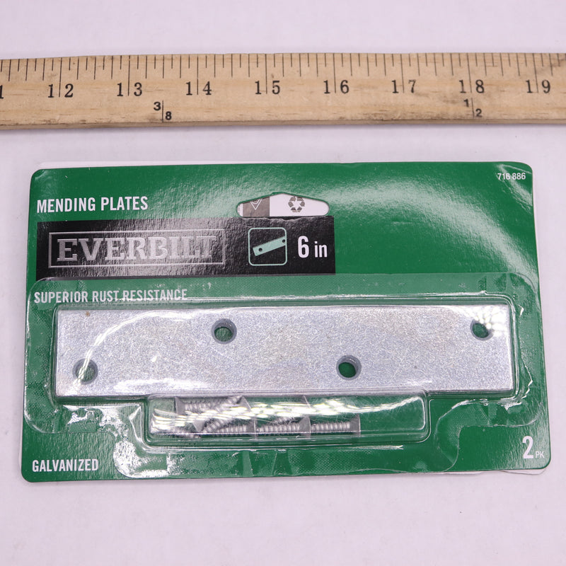 (2-Pk) Everbilt Mending Plate Galvanized 6" 716 886