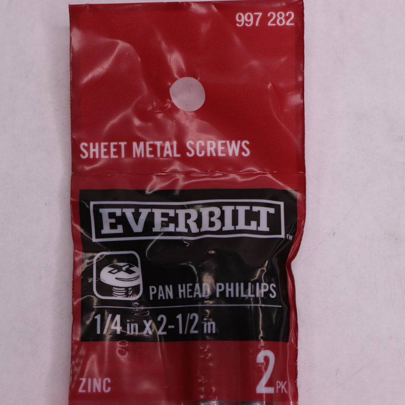 (2-Pk) Everbilt Phillips Pan Head Sheet Metal Screws Zinc Plated