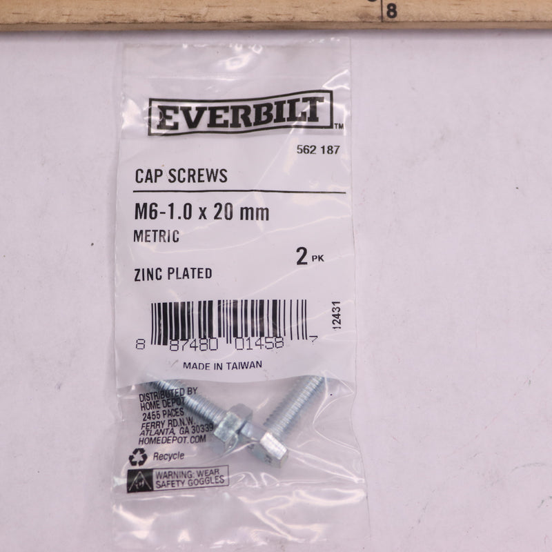 (2-Pk) Everbilt Hex Bolt Zinc Plated Class 8.8 M6-1.0 x 20 mm 562 187