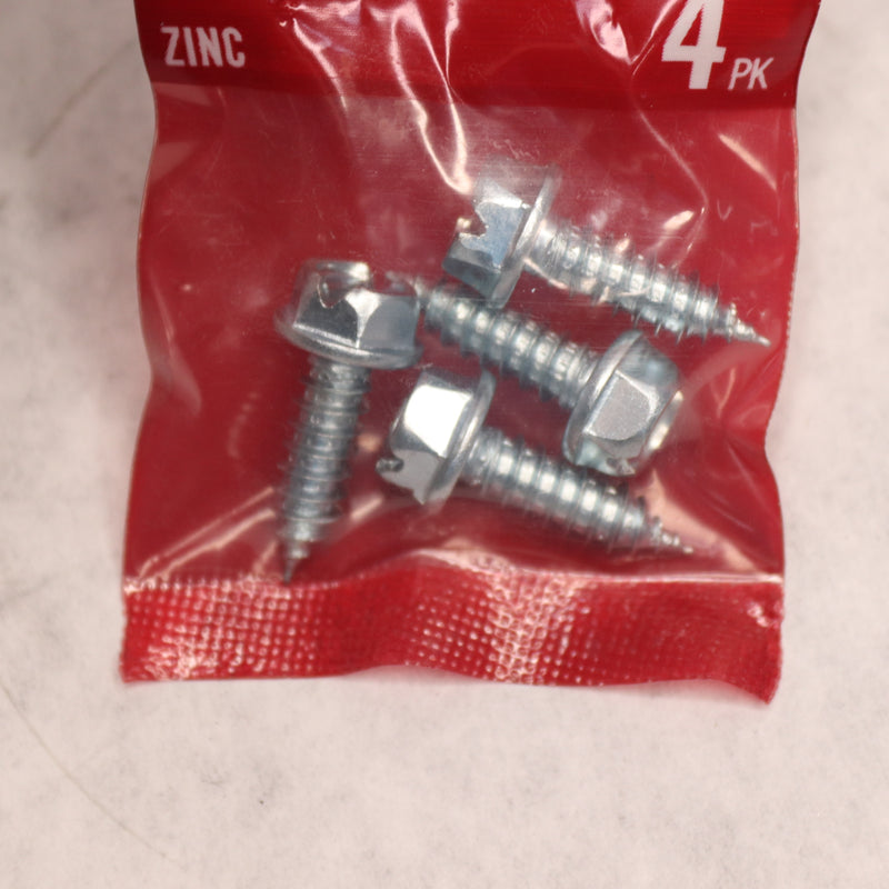 (4-Pk) Everbilt Sheet Metal Screw Slotted Hex Head Zinc Plated