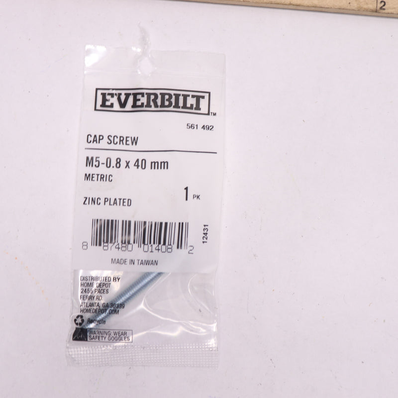 5 Pack - Everbilt Hex Bolt Class 8.8 Zinc Plated M5-0.8 x 40 mm 561 492