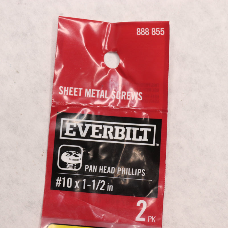 (2-Pk) Everbil Sheet Metal Screw Phillips Pan Head Stainless Steel