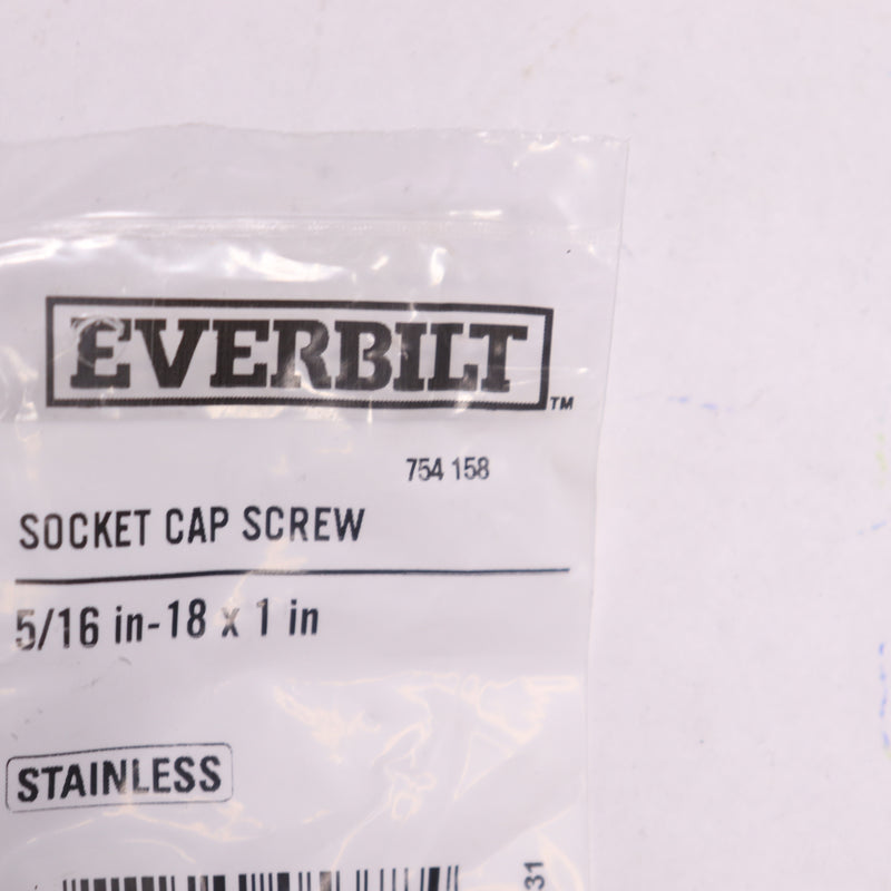 Everbilt Hex Socket Head Socket Cap Screw Stainless Steel 5/16"-18 x 1" 754 158