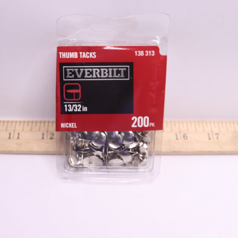 (200-Pk) Everbilt Thumb Tacks Nickel-Plated Steel 13/32" 138 313