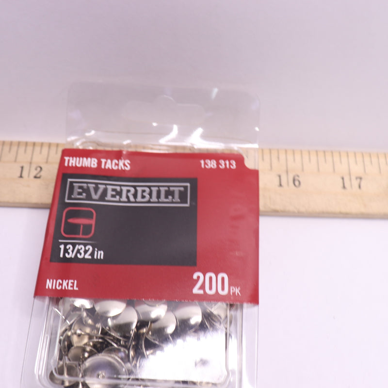 (200-Pk) Everbilt Thumb Tacks Nickel-Plated Steel 13/32" 138 313