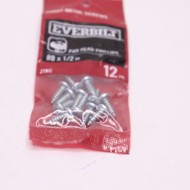 (12-Pk) Everbilt Phillips Pan Head Sheet Metal Screw Zinc Plated