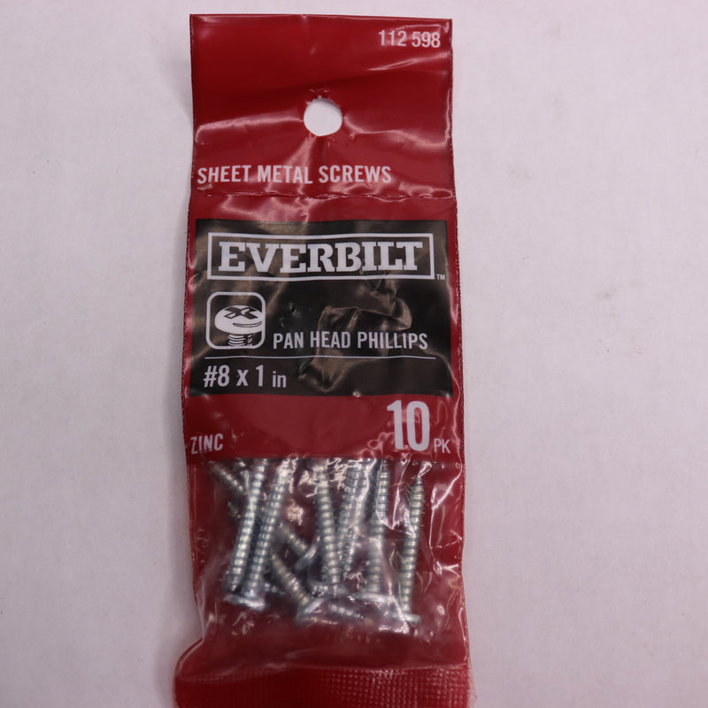 (10-Pk) Everbilt Phillips Pan Head Sheet Metal Screw Zinc Plated