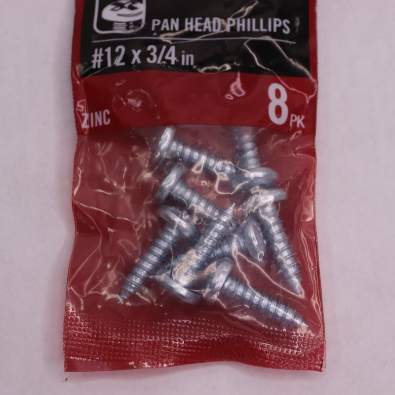 (8-Pk) Everbilt Phillips Pan Head Sheet Metal Screws Zinc Plated