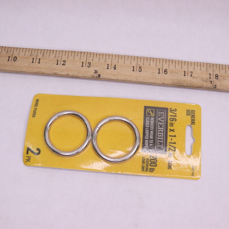 (2-Pk) Everbilt Nickel-Plated Ring 3/16" x 1-1/2" 367 141