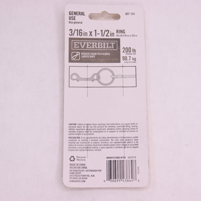 (2-Pk) Everbilt Nickel-Plated Ring 3/16" x 1-1/2" 367 141