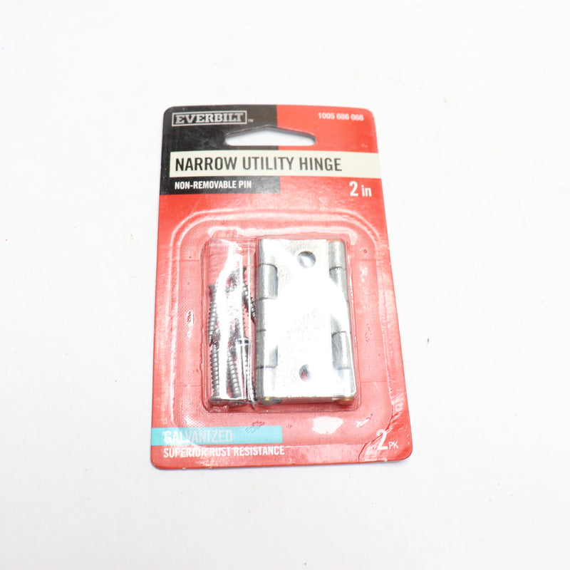 (2-Pk) Everbilt Narrow Utility Hinge Non-Removable Pin Galvanized 2" 1005686068