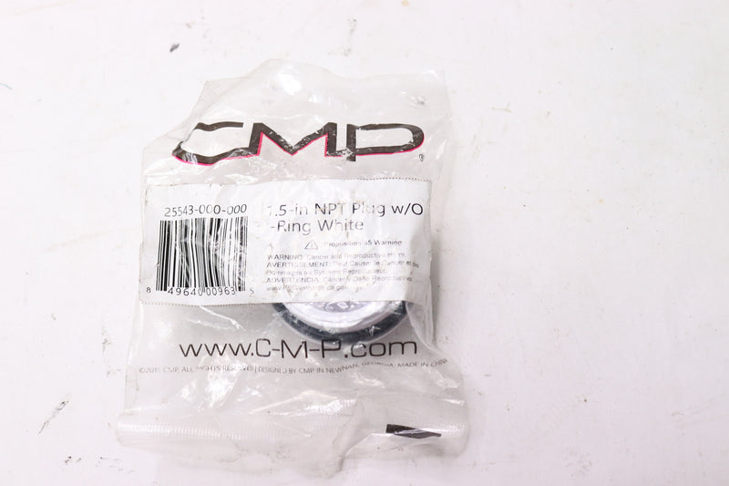 CMP Drain Plug Threaded with O-Ring White 1/2-In NPT 25543-000-000