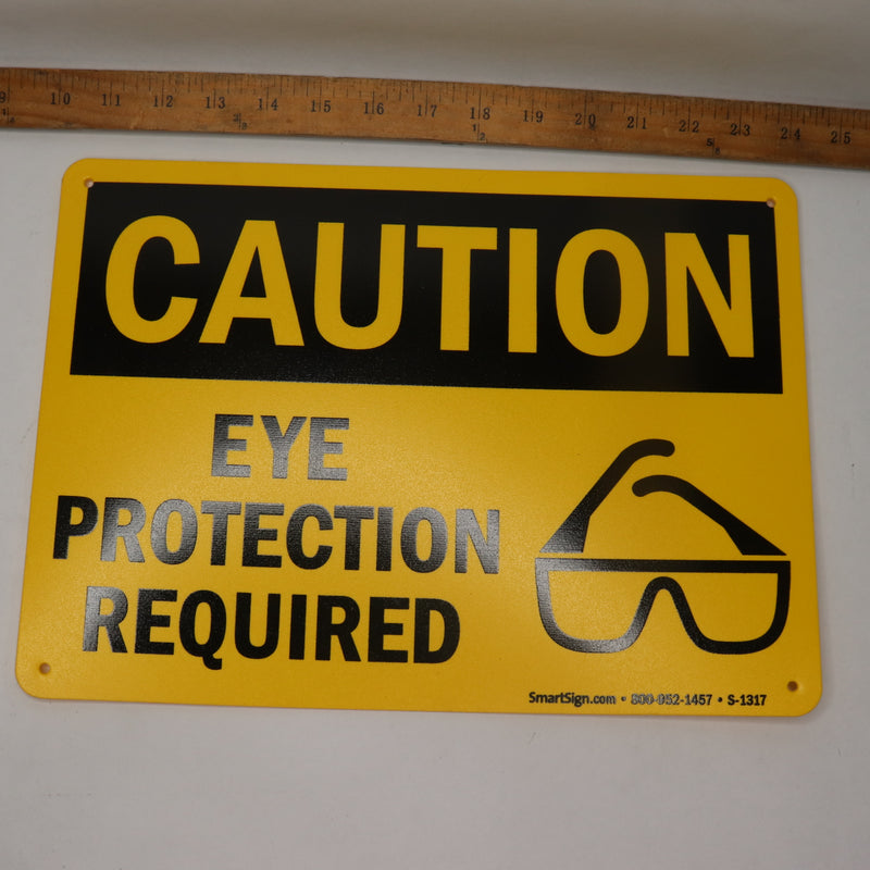 SmartSign Caution Eye Protection Required Sign Aluminum 10" x 14"