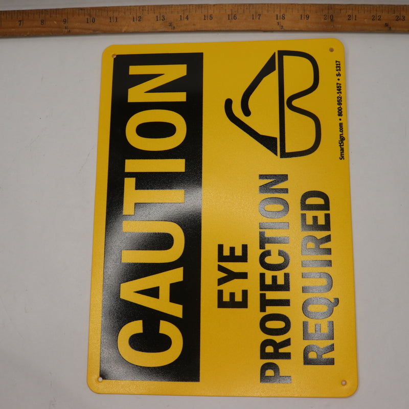 SmartSign Caution Eye Protection Required Sign Aluminum 10" x 14"
