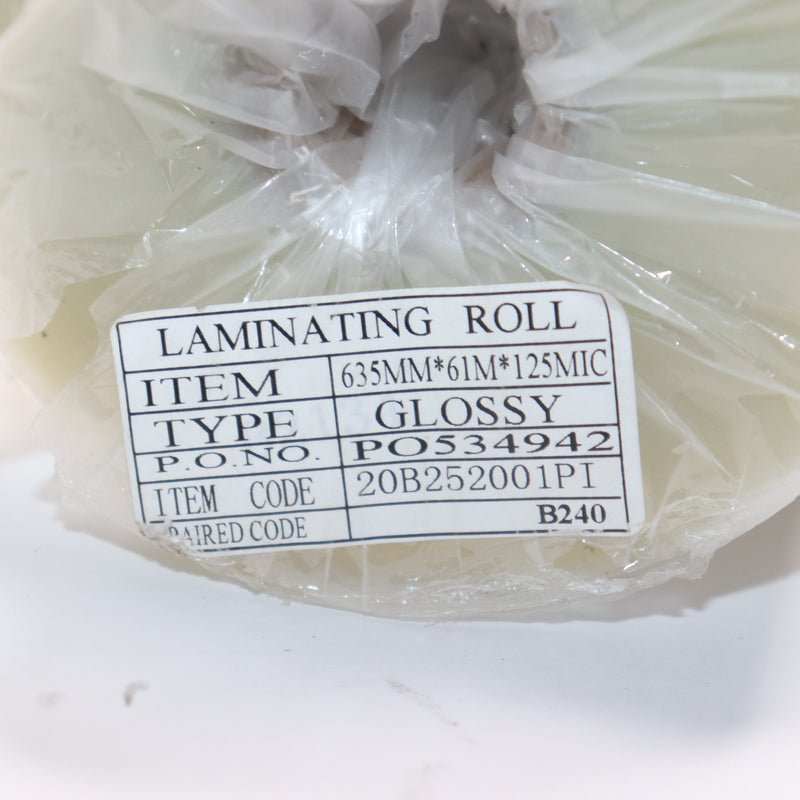 Laminating Film Matt 1 Roll 635MM X 61M X 125 Mic PO534942 - Incomplete