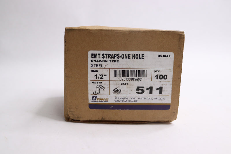 (100-Pk) Topaz Snap On Type EMP Straps 1-Hole Steel 1/2" 511