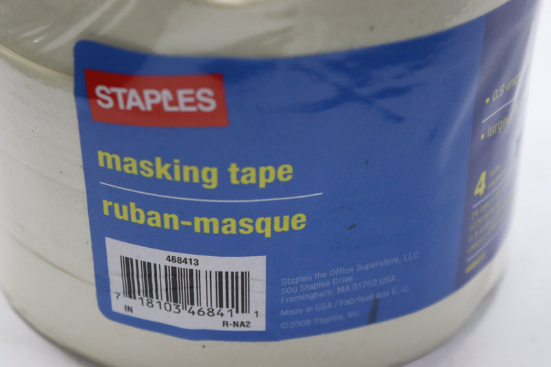 (4-Pk) Staples Masking Tape .94" x 60 Yards 468413