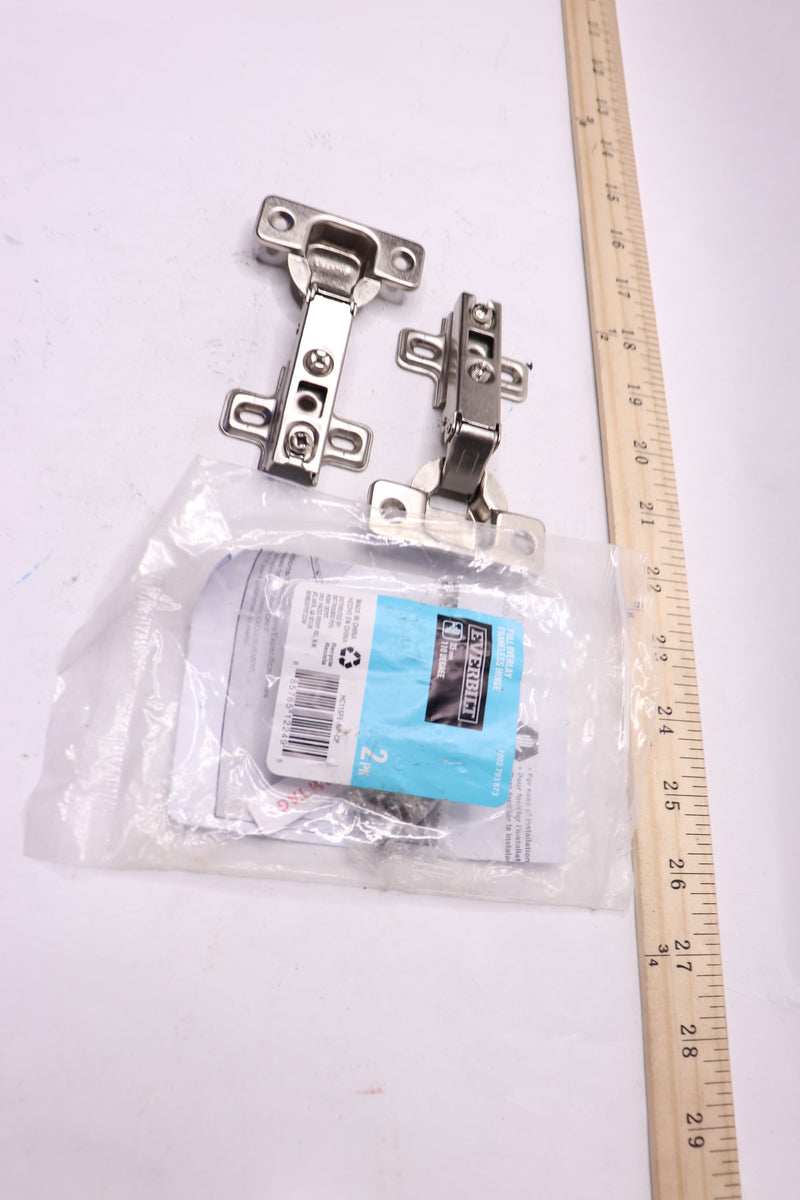 (2-Pk) Everbilt 110-Degree Full Overlay Cabinet Hinge 35 mm HC11SFE-NP-CP