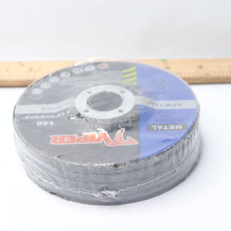 (5-Pk) Viper Metal Grinding Wheel RPM 13300 80M/S 4-1/2" X 1/4" X 7/8" 146