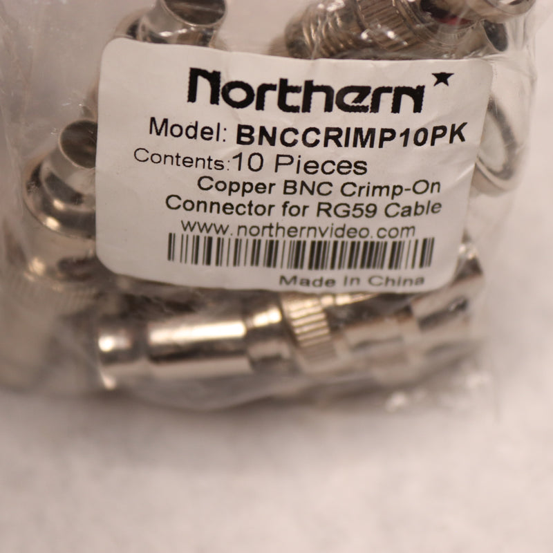 (10-Pk) Northern Bnc Crimp-On Connector for RG59 Cable BNCCRIMP10PK