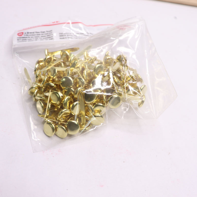 (100-Pk) Office Depot Round-Head Fasteners Brass 1" ABEL-02