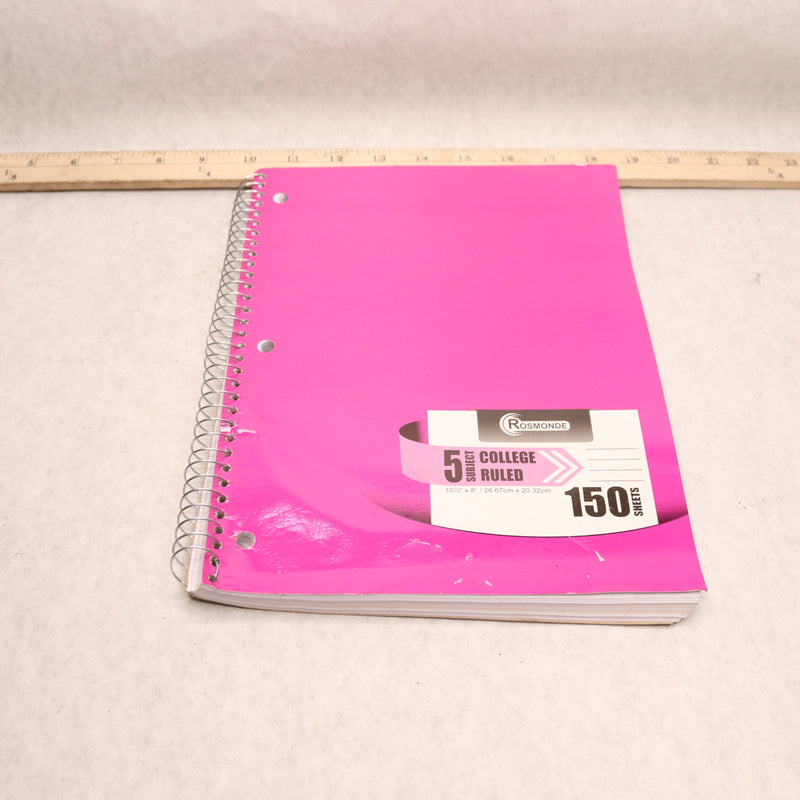 Rosmonde 5 Subject College Ruled Spiral Notebook 150 Sheets Purple 8" x 10-1/2"