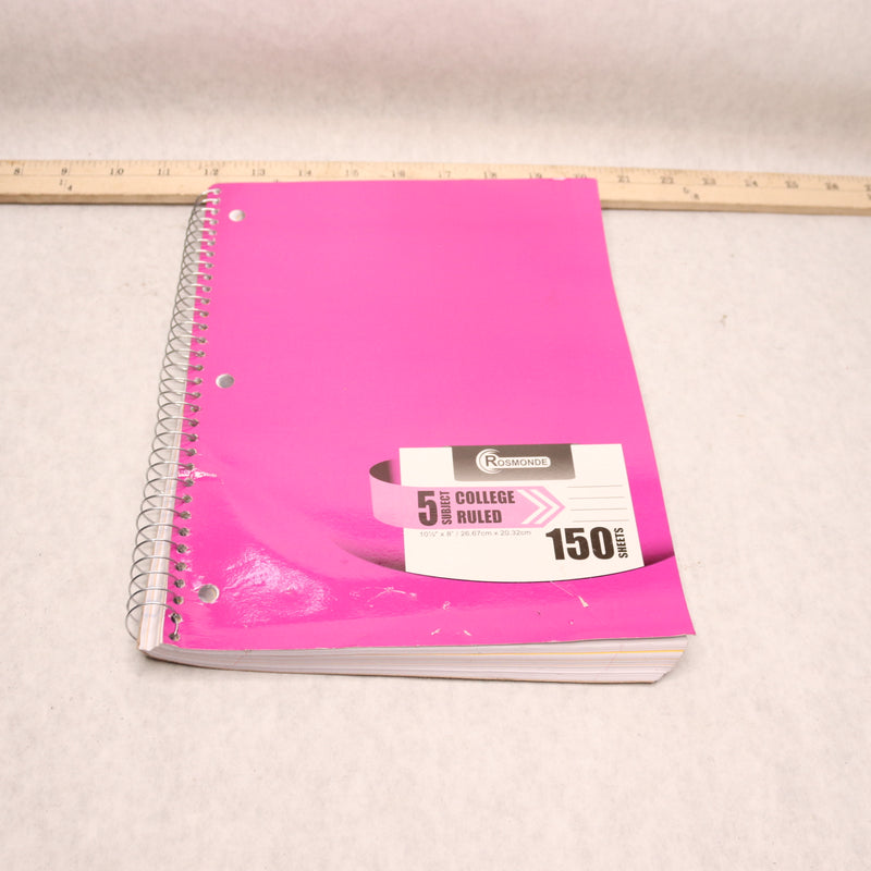 Rosmonde 5 Subject College Ruled Spiral Notebook 150 Sheets Purple 8" x 10-1/2"