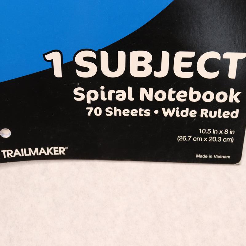Trailmaker 1 Subject College Ruled Spiral Notebook 70 Sheets Black/Blue