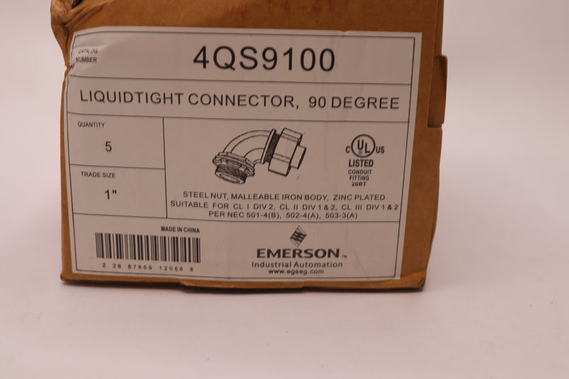 (5-Pk) Appleton Steel Liquidtight Flexible Conduit Connector 1" 4QS9100