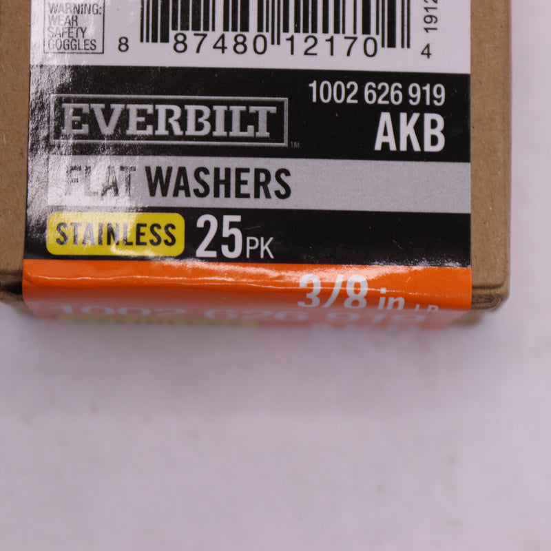 (25-Pk) Everbilt Flat Washer Stainless Steel 3/8" 1002 626 919 AKB