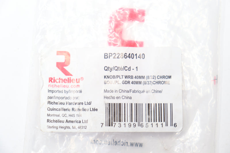 Richelieu Mushroom Cabinet Knob Chrome 1-9/16" BP228640140
