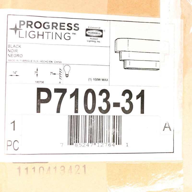 Progress Lighting 1-Light Sconce Black 100 W P7103-31