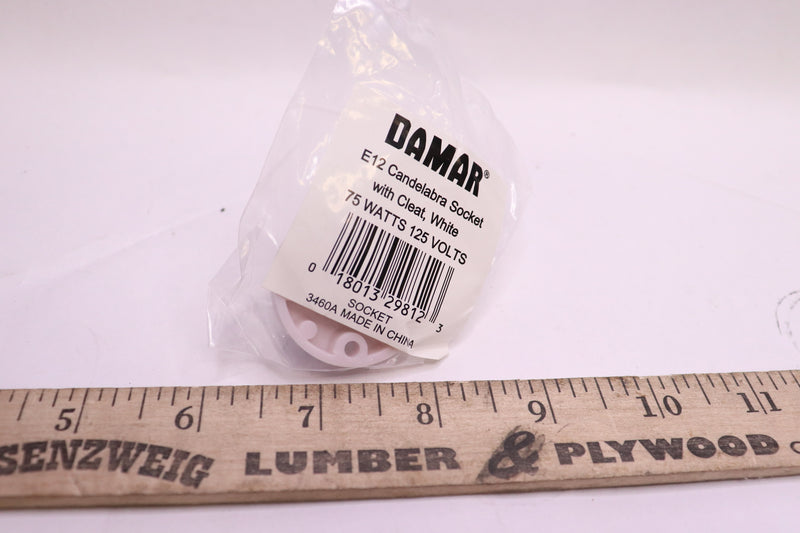 Damar Candelabra Socket w/ Cleat White 125 Volts E12