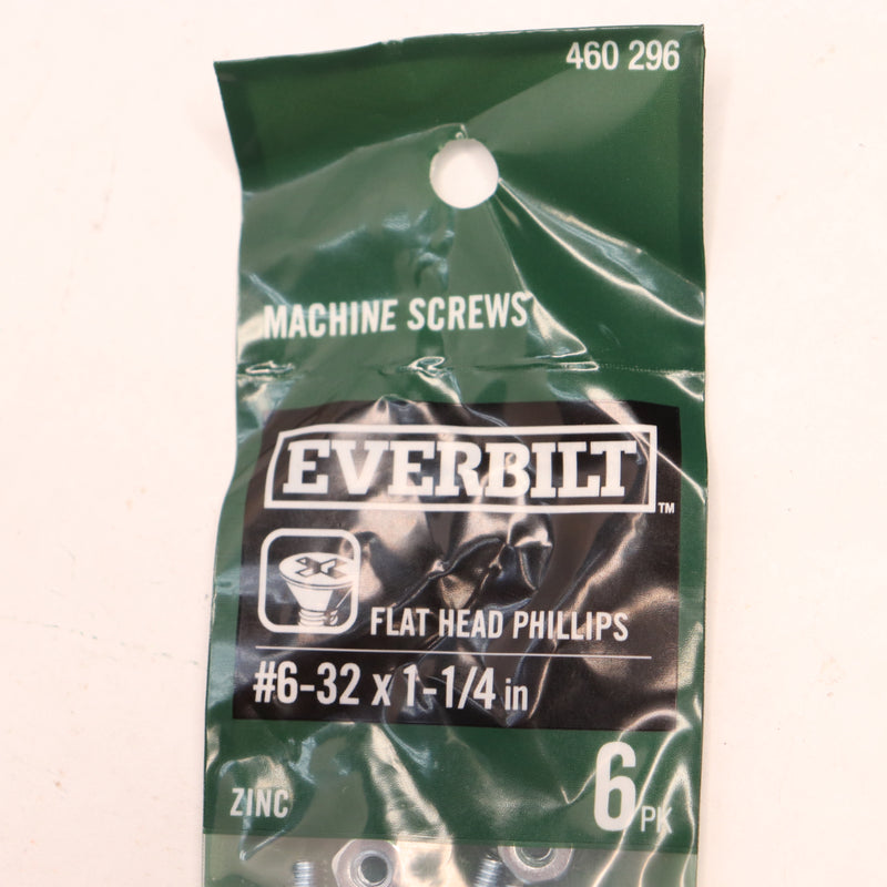 (6-Pk) Everbilt Phillips Flat Head Zinc Plated Machine Screw