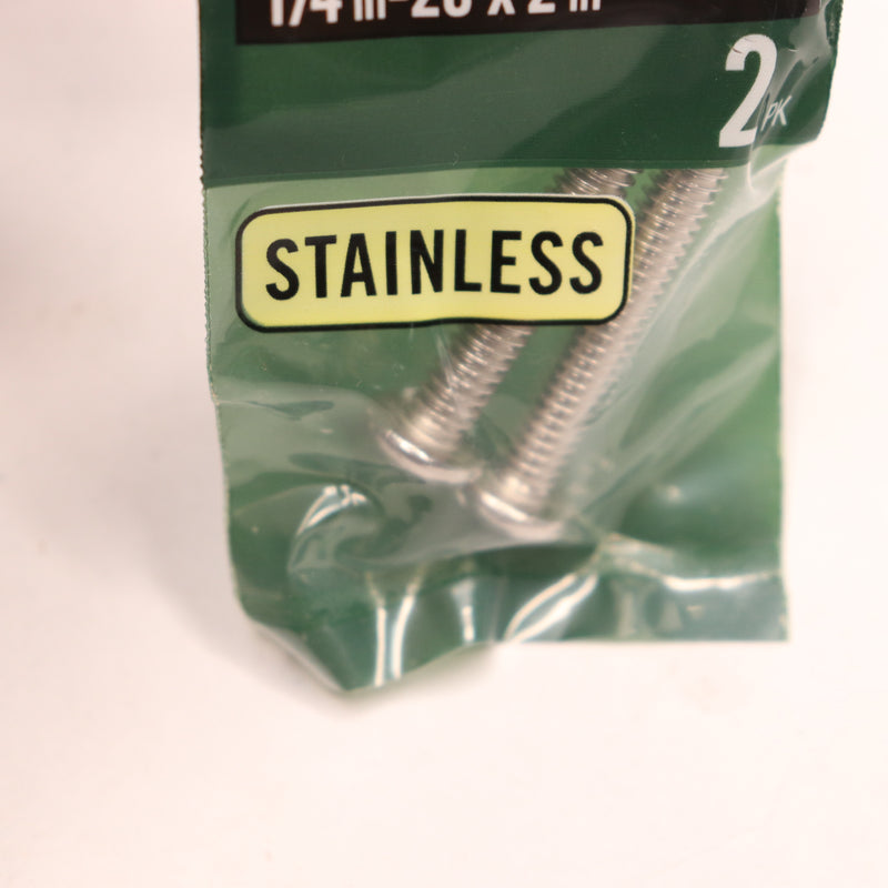 (2-Pk) Everbilt Combo Round Head Machine Screws 1/4"-20 x 2"