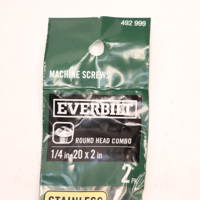 (2-Pk) Everbilt Combo Round Head Machine Screws 1/4"-20 x 2"