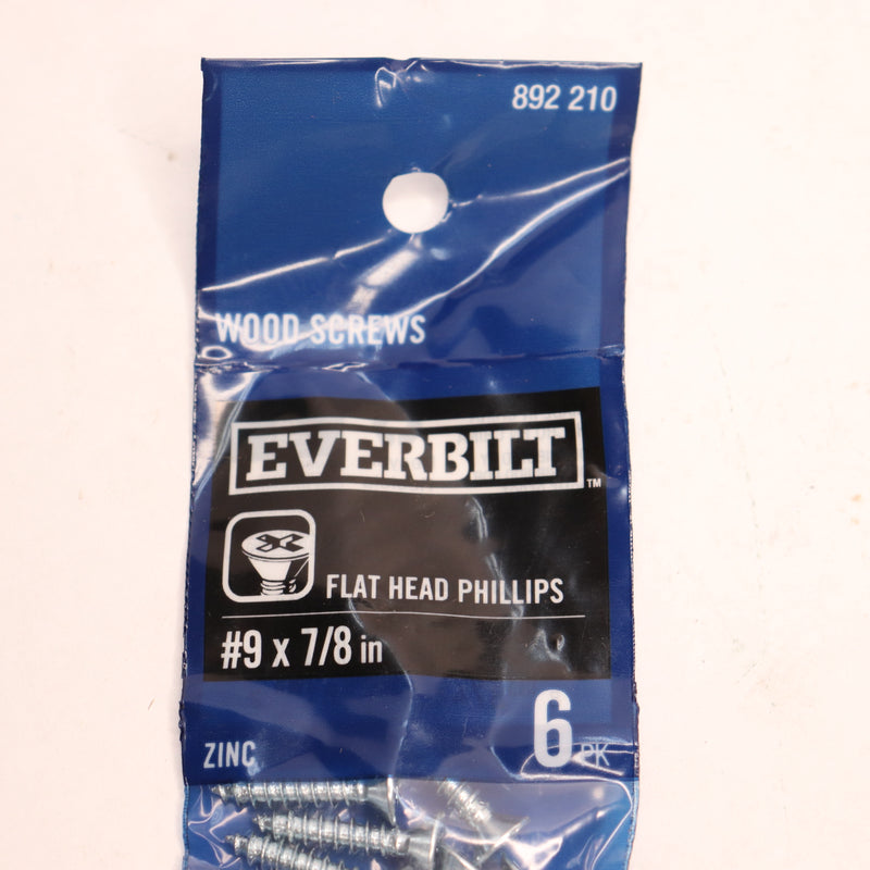 (6-Pk) Evebilt Phillips Flat Head Zinc Plated Wood Screw