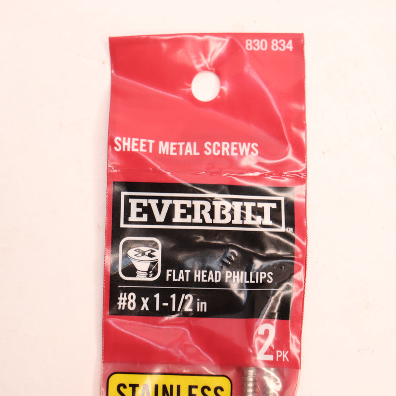 (2-Pk) Everbilt Phillips Flat Head Stainless Steel Sheet Metal Screw