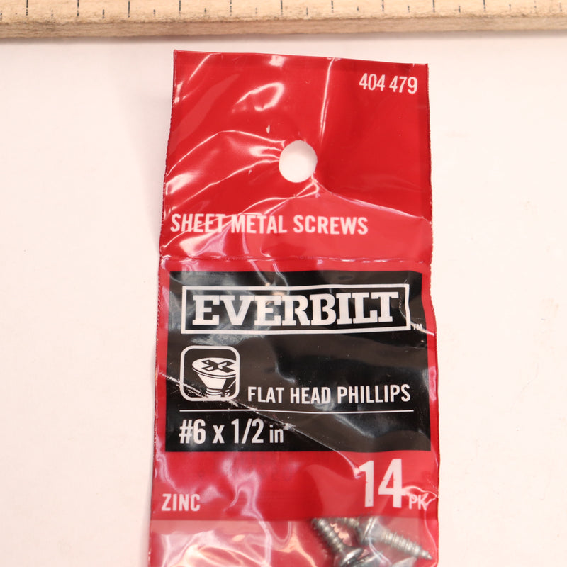 (14-Pk) Everbilt Phillips Flat Head Sheet Metal Screw Zinc Plated