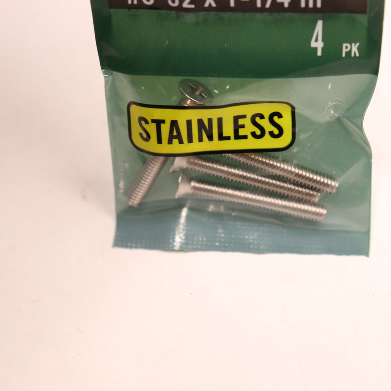 (4-Pk) Everbilt Phillips Flat Head Machine Screw Stainless Steel