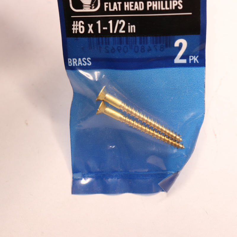 (2-Pk) Everbilt Wood Screw Phillips Flat Head Brass