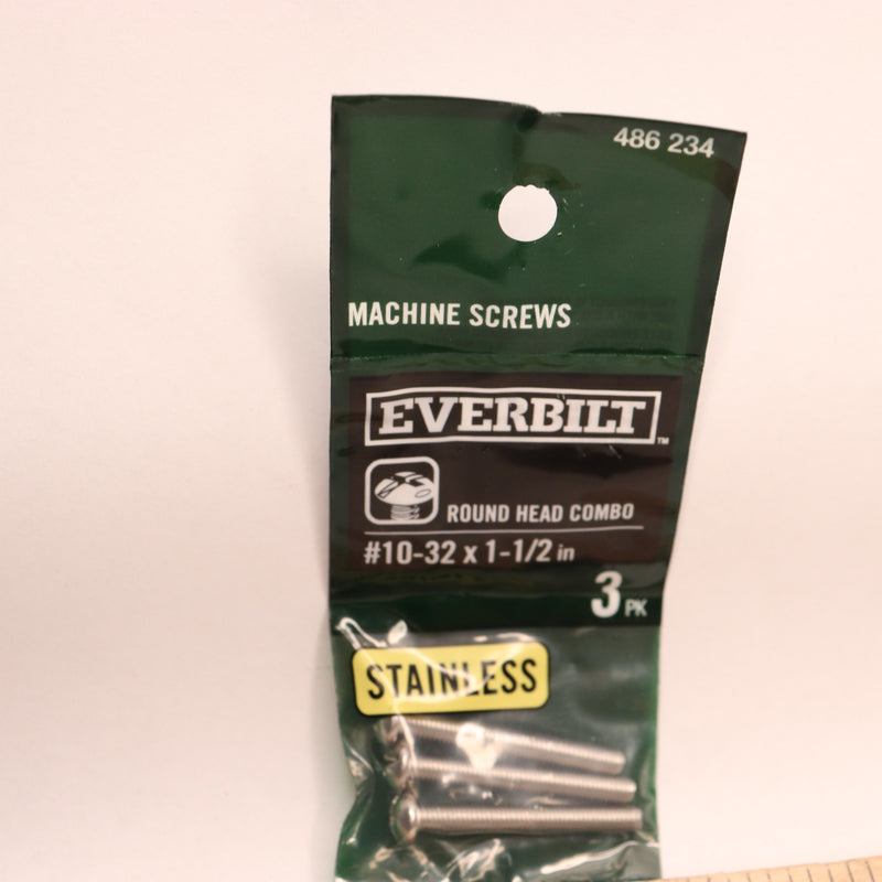 (3-Pk) Everbilt Combo Round Head Stainless Steel Machine Screw