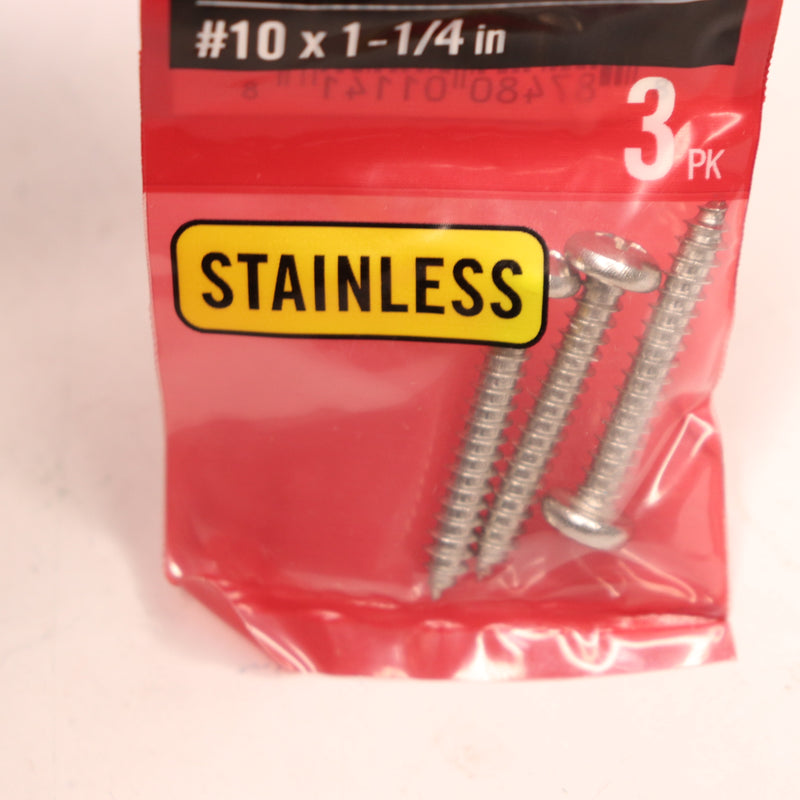 (3-Pk) Everbilt Phillips Pan Head Stainless Steel Sheet Metal Screw