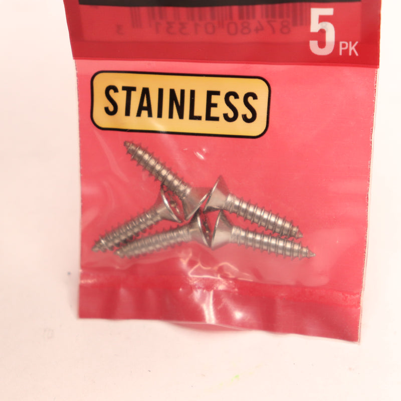 (5-Pk) Everbilt Phillips Flat Head Stainless Steel Sheet Metal Screw