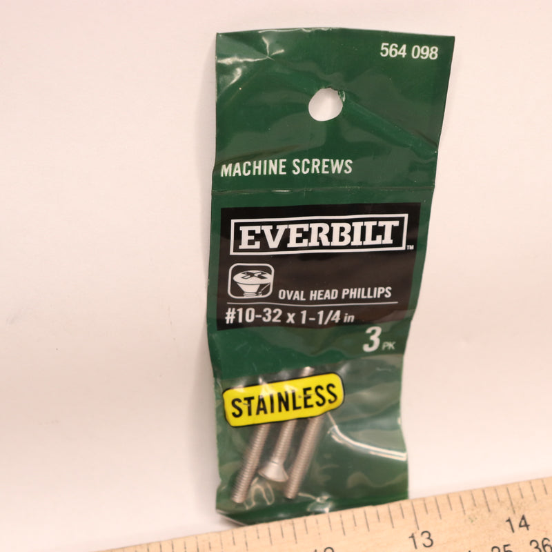 (3-Pk) Everbilt Phillips Oval Machine Screw Stainless Steel