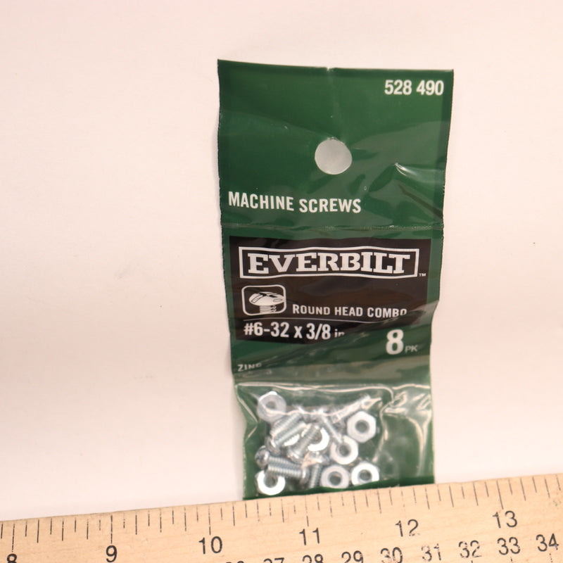 (8-Pk) Everbilt Combo Round Head Machine Screw Zinc Plated