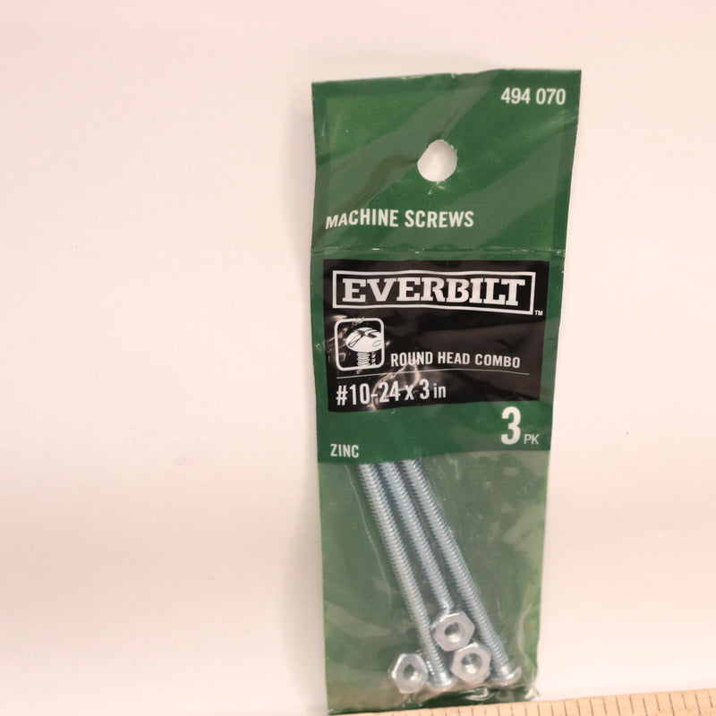 (3-Pk) Everbilt Combo Round Head Machine Screw Zinc Plated