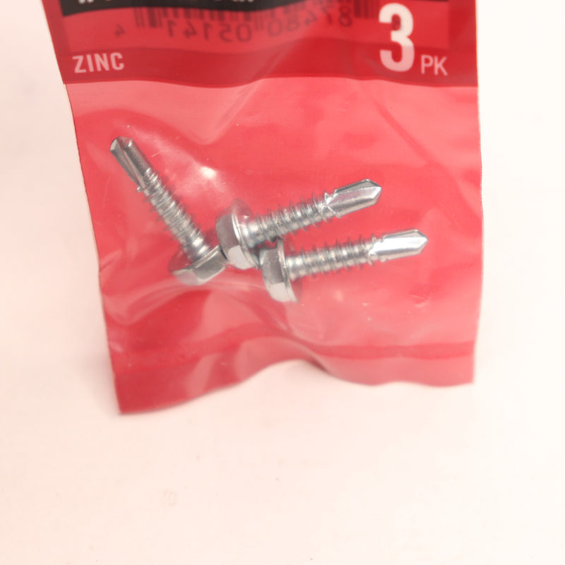 (3-Pk) Everbilt Hex Head Sheet Metal Screw Zinc Plated