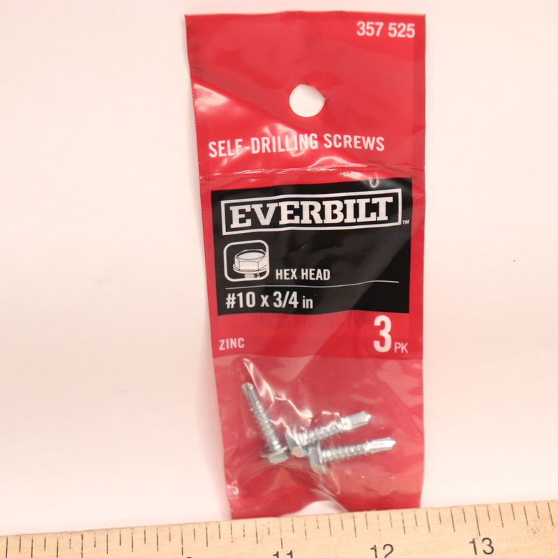 (3-Pk) Everbilt Hex Head Sheet Metal Screw Zinc Plated