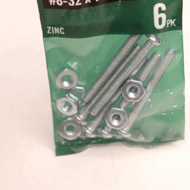 (6-Pk) Everbilt Phillips-Slotted Round Head Machine Screws